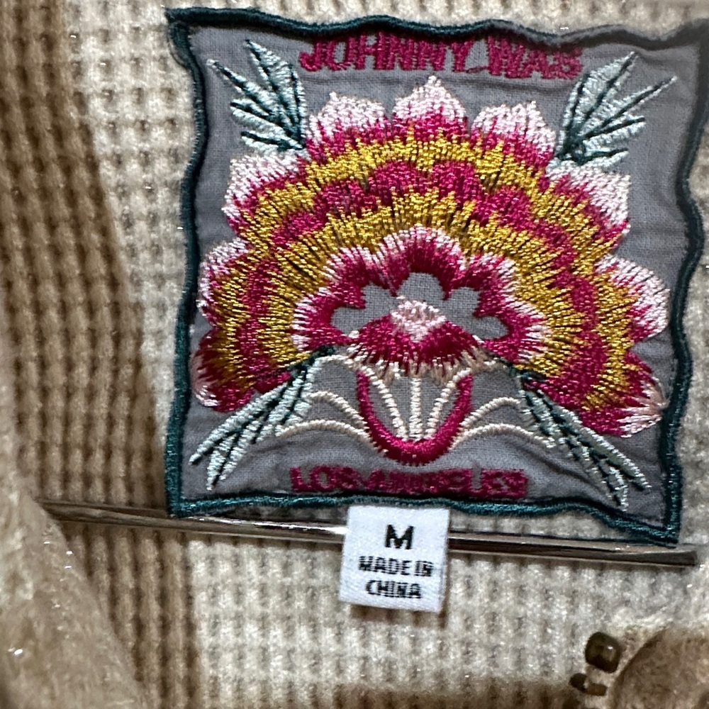 Johnny Was Cream Hoodie and Joggers Set with Multicolor Floral Embroidery - Picture 5 of 5